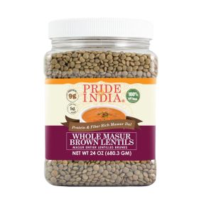 Pride Of India - Indian Whole Brown Crimson Masur Lentils - Protein & Fiber Rich Masoor Whole (size: 1.5 LB)
